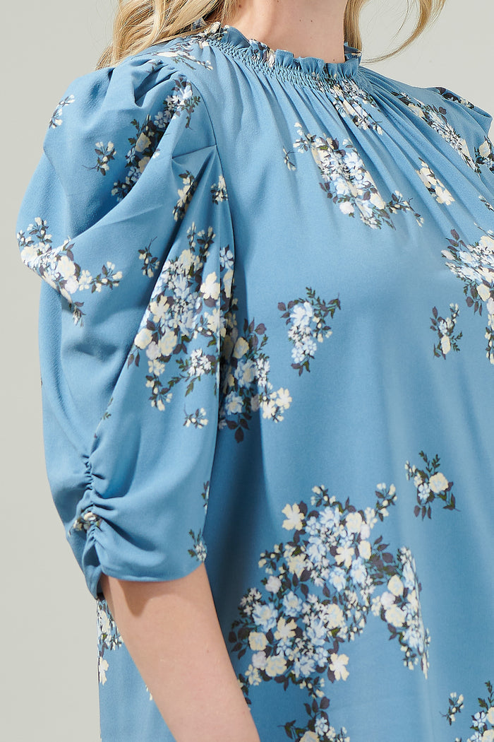 Moxie Floral Drape Sleeve Top Curve