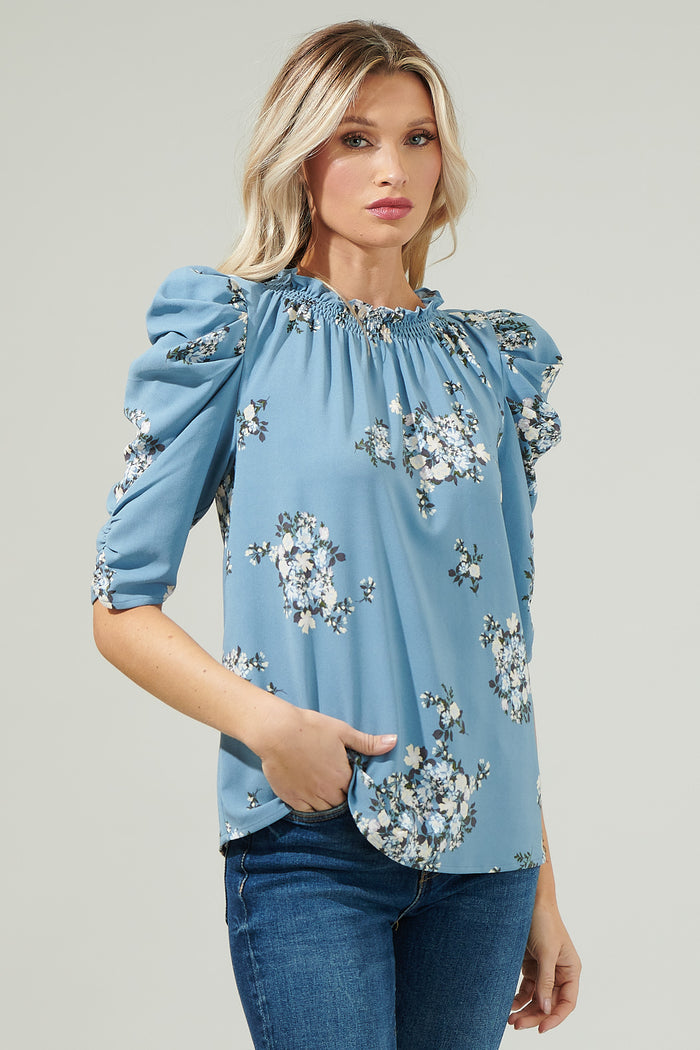 Moxie Floral Drape Sleeve Top