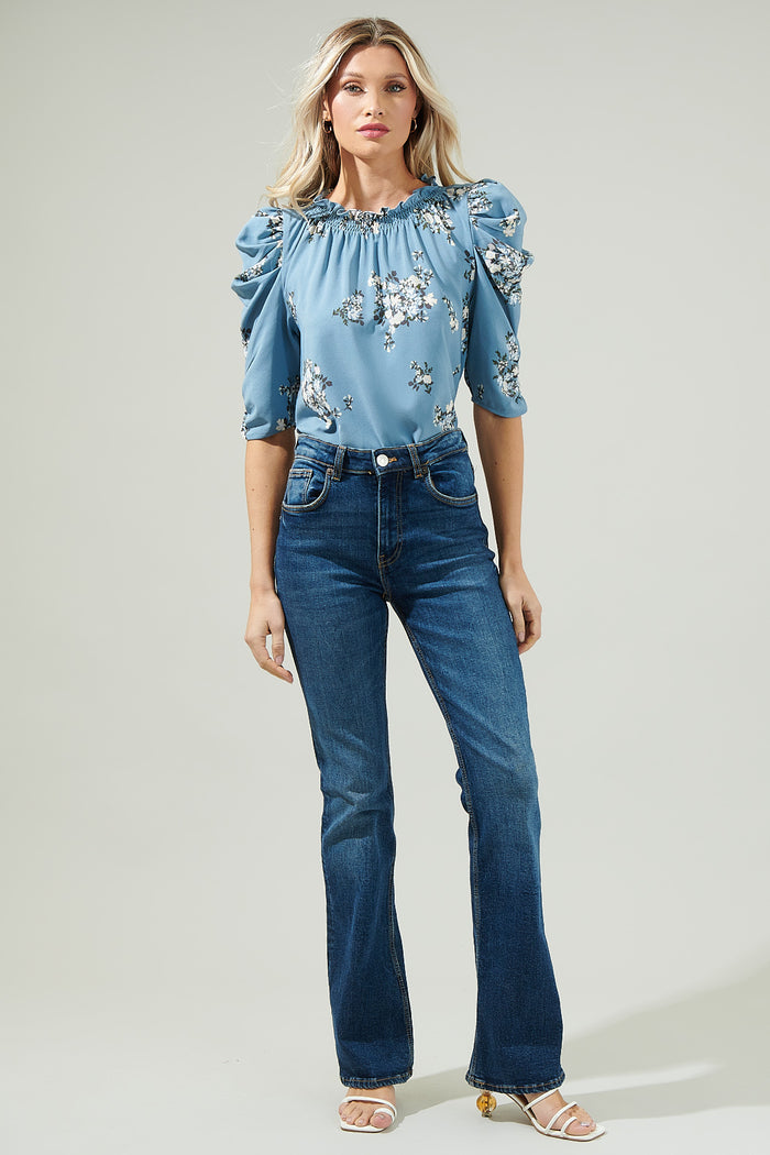 Moxie Floral Drape Sleeve Top