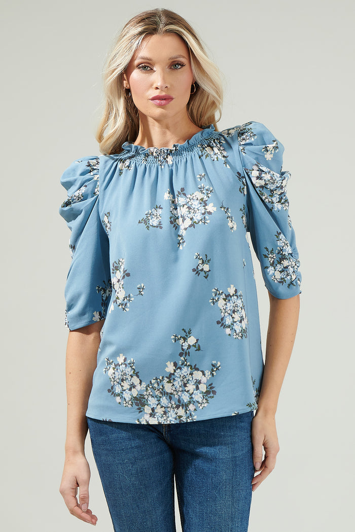 Moxie Floral Drape Sleeve Top
