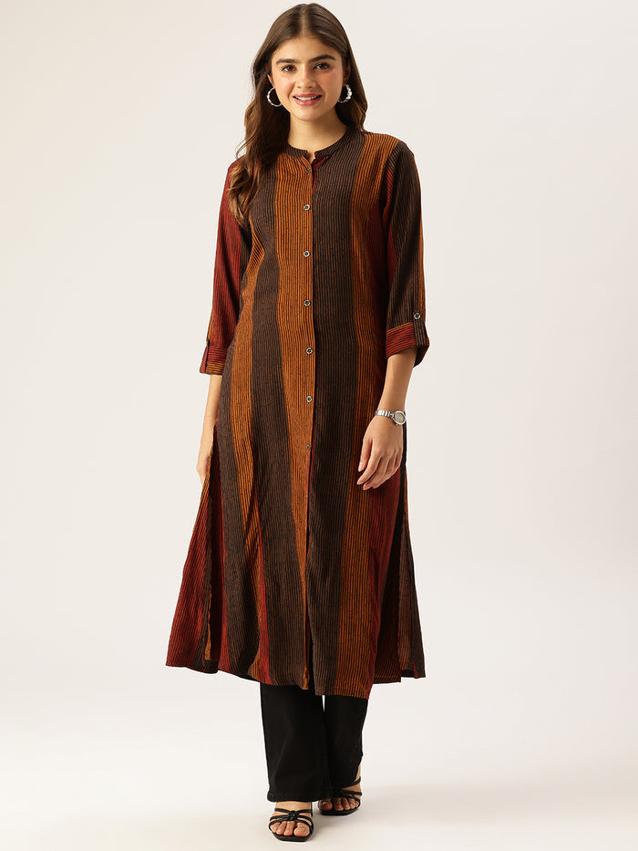 Multi Striped Printed A - Line Kurta