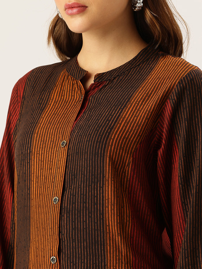 Multi Striped Printed A - Line Kurta