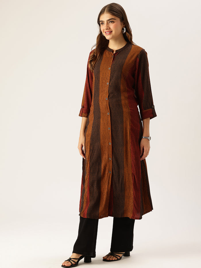 Multi Striped Printed A - Line Kurta