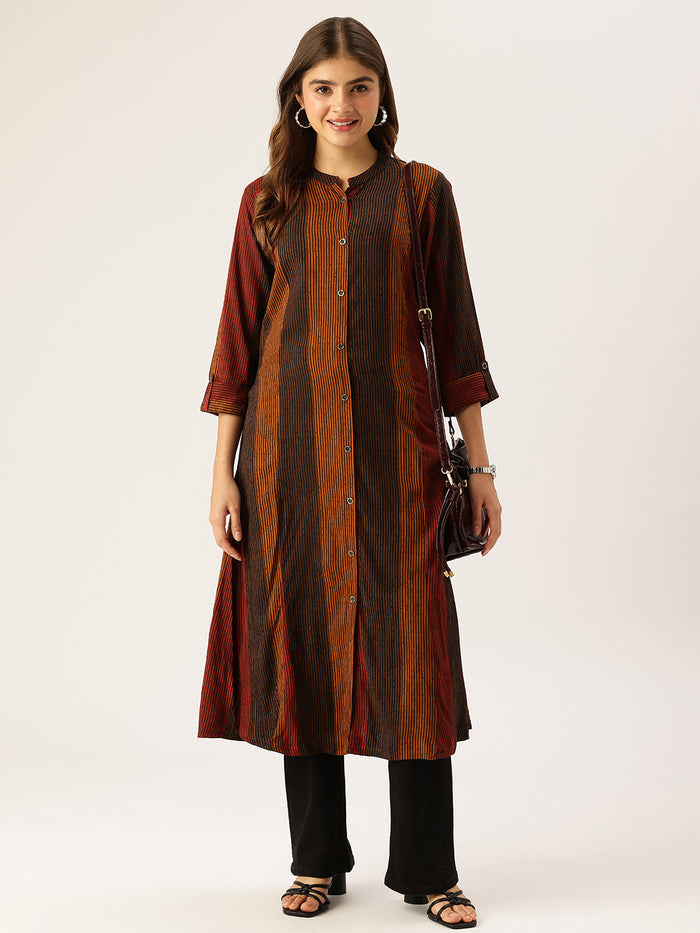 Multi Striped Printed A - Line Kurta