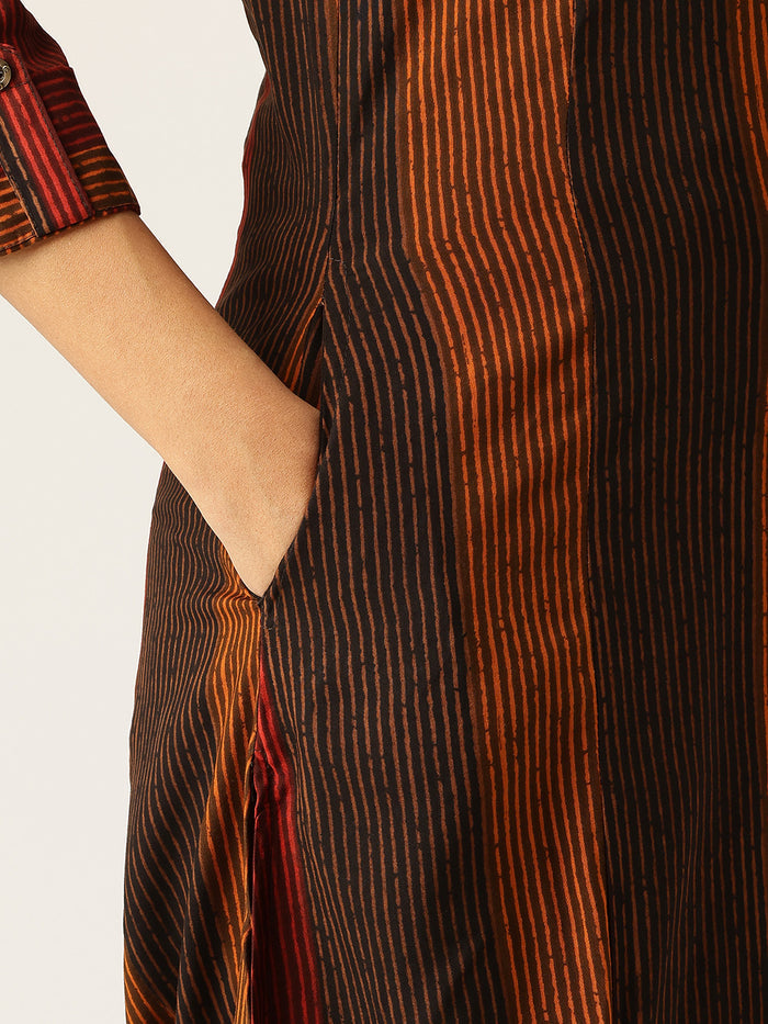 Multi Striped Printed A - Line Kurta