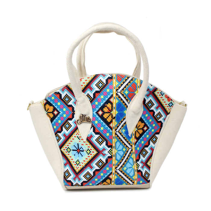 Multicolored Woven Canvas Purse