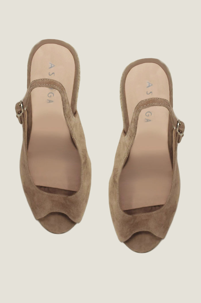 Mykonos Peep Toe Espadrilles | Almond - Aspiga