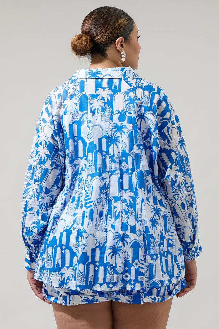 Nala Regie Boyfriend Button Down Cotton Voile Shirt Curve