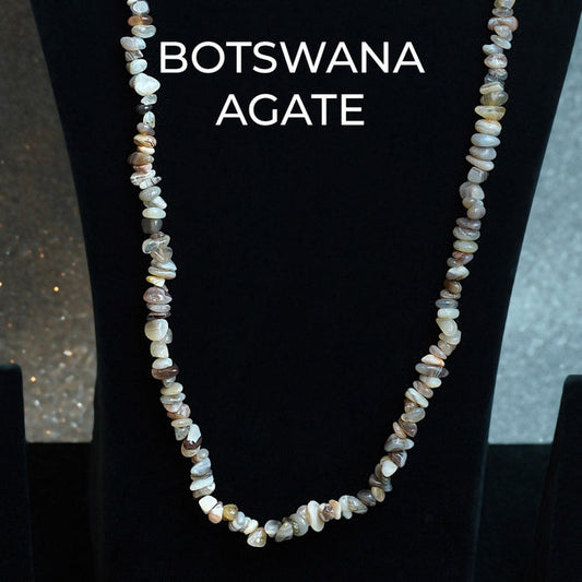 🪨 Natural Botswana Agate Chips Mala