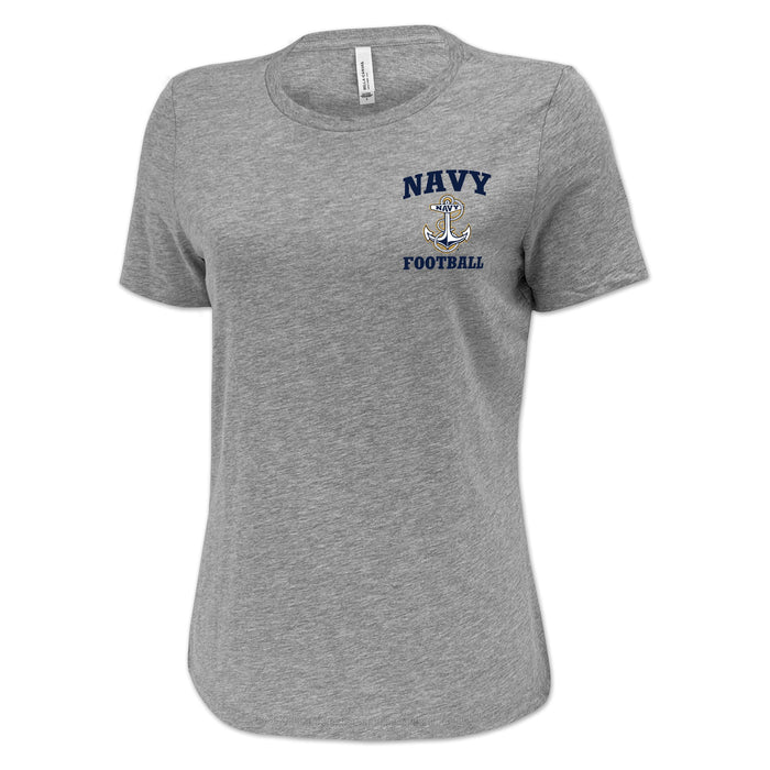 Navy Anchor Football Ladies T-Shirt