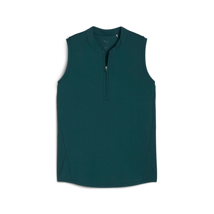 New Puma Women's Aerlon Mock Sleeveless Golf Polo- Green Terrain MSP$60
