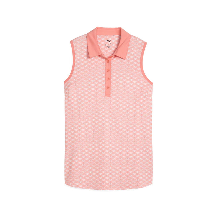 New Puma Women's Cloudspun Scallop Sleeveless Golf Polo- Pink Fruit MSP$65