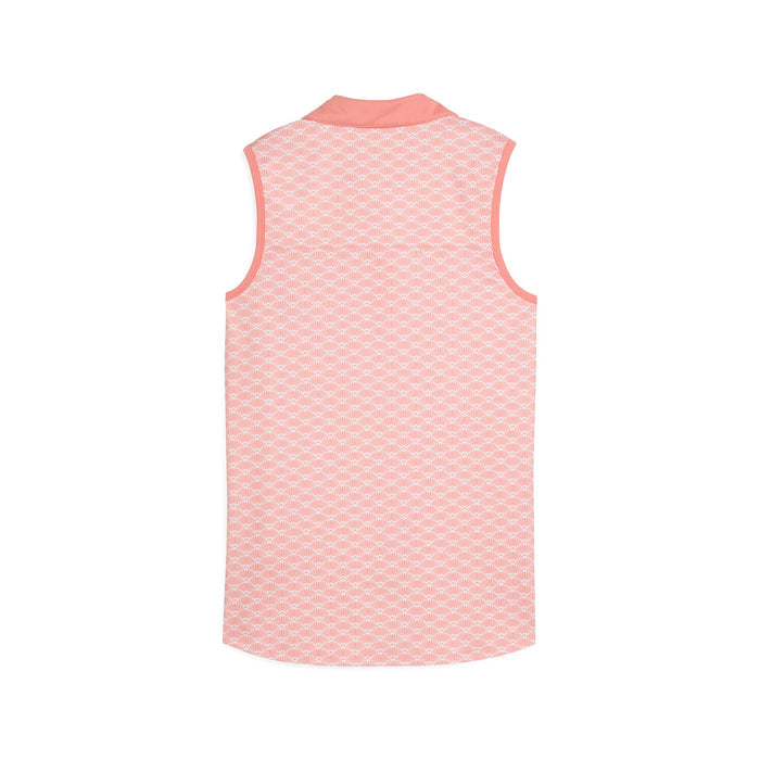 New Puma Women's Cloudspun Scallop Sleeveless Golf Polo- Pink Fruit MSP$65