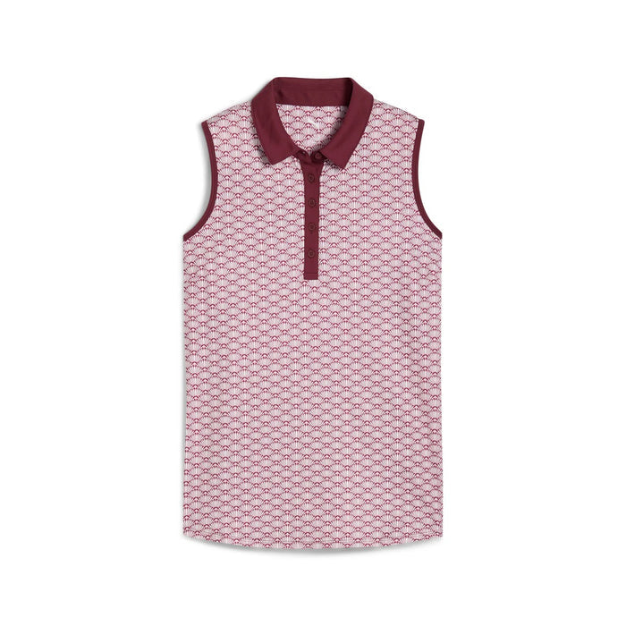 New Puma Women's Clouspun Scallop Sleeveless Golf Polo - Ruby Shimmer MSP$65