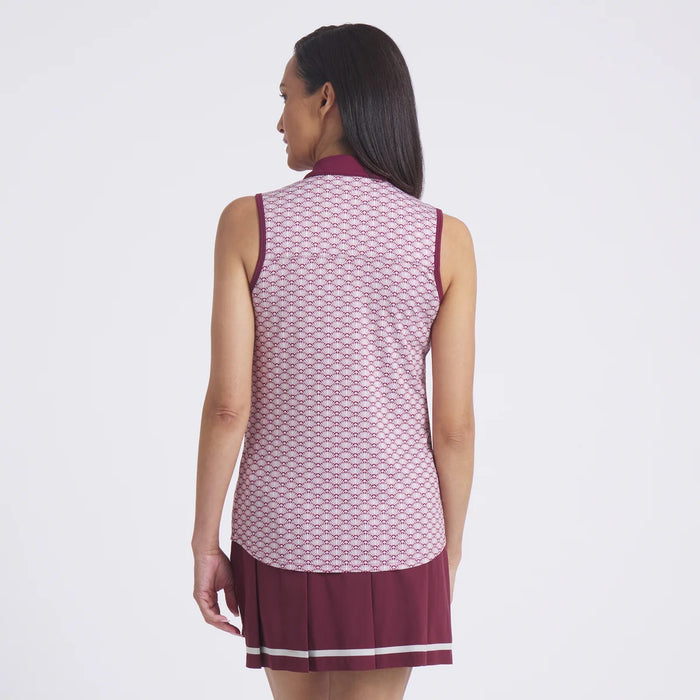 New Puma Women's Clouspun Scallop Sleeveless Golf Polo - Ruby Shimmer MSP$65