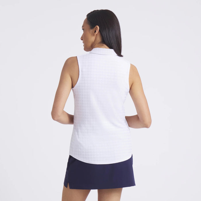 New Puma Women's White Houndstooth Sleeveless Golf Polo MSP$65
