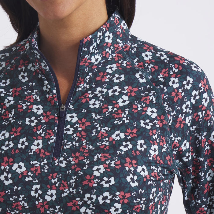 New Puma Women's YouV Floral Burst Golf 1/4 Zip - Deep Navy MSP$70