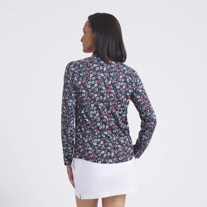 New Puma Women's YouV Floral Burst Golf 1/4 Zip - Deep Navy MSP$70