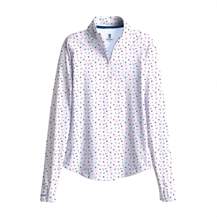 New Scales White Salty Knowledge LS Quarter Zip Size S MSP$85