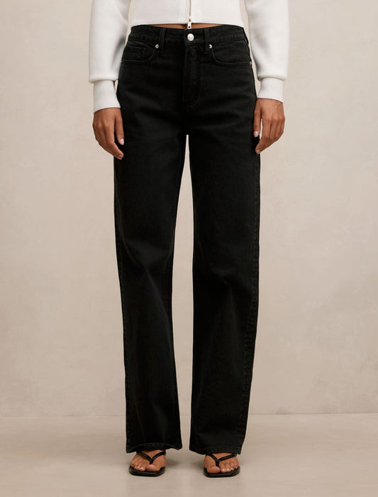 Nicki Mid-Rise Straight Jeans Black Wash Forever New
