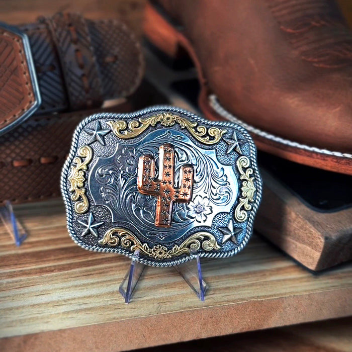 Nocona Men's Rectangle Copper Cactus Buckle