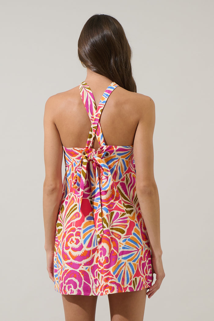 Nomi Floral Amory Halter Mini Dress