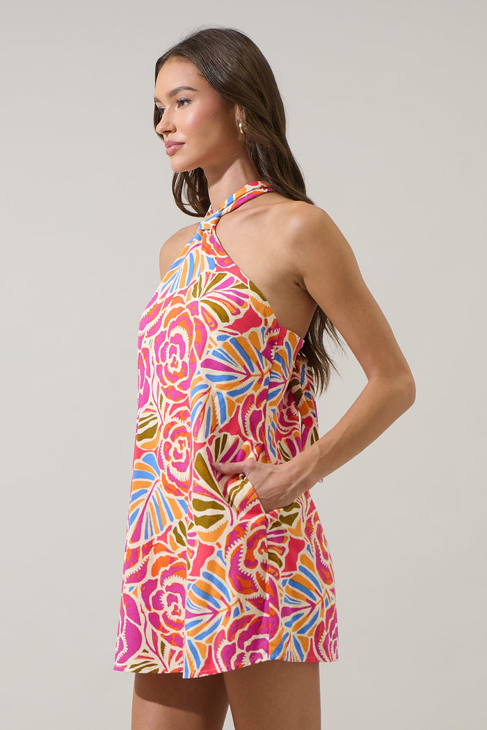 Nomi Floral Amory Halter Mini Dress