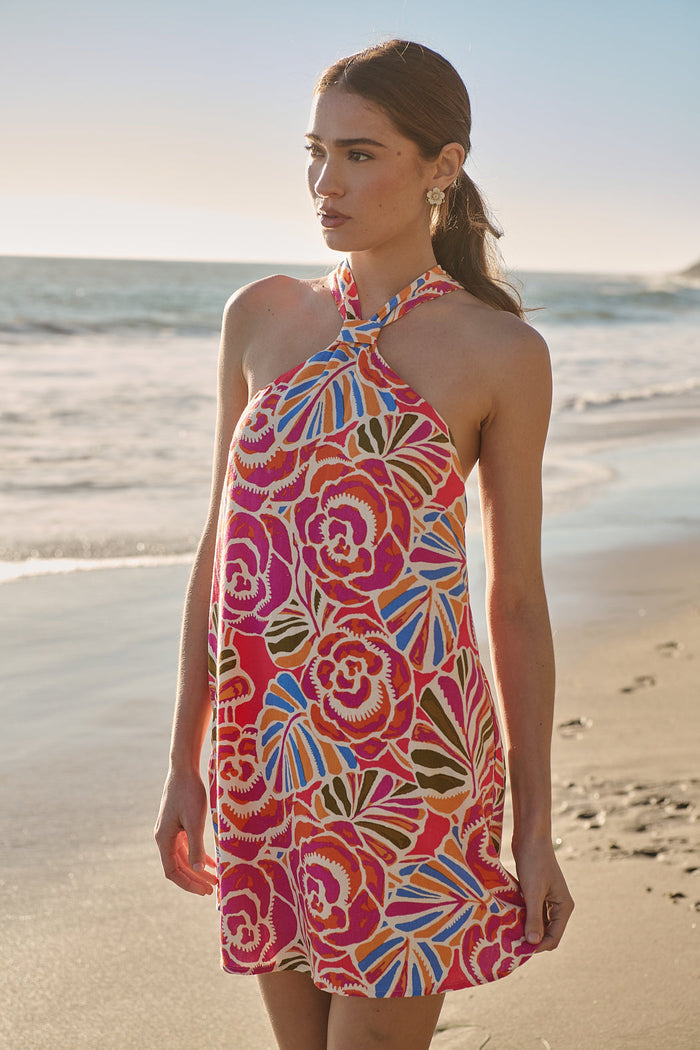 Nomi Floral Amory Halter Mini Dress