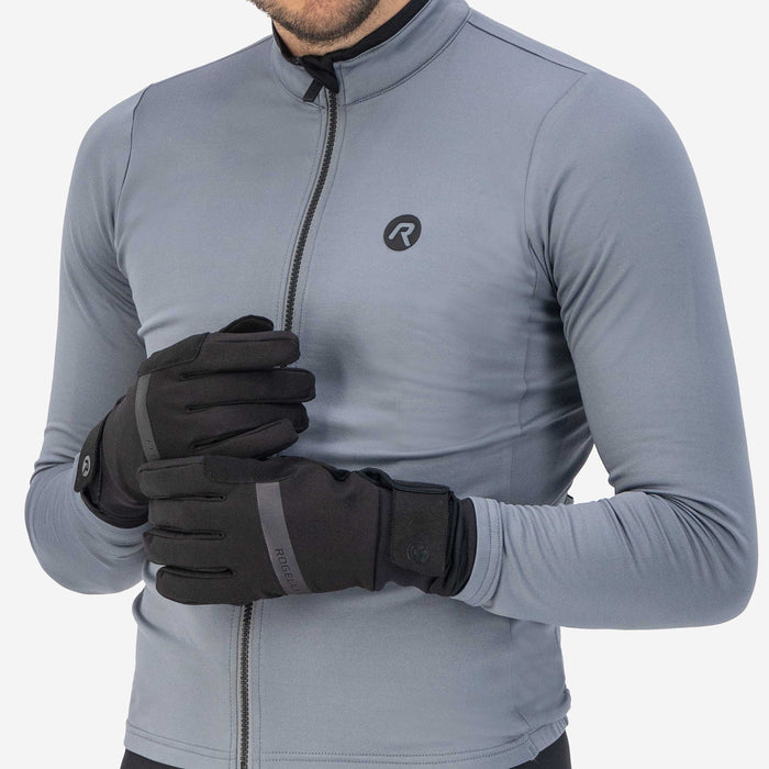 Rogelli Nova Deep Winter fietshandschoenen winter heren zwart gedragen voorkant.