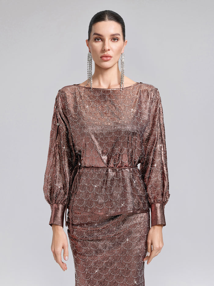 Off-Shoulder Rhinestone Top