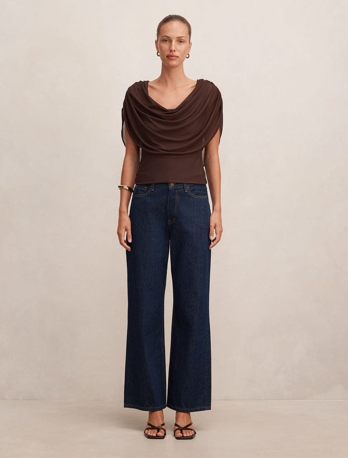 Olivia Draped Mesh Cape Top Forever New