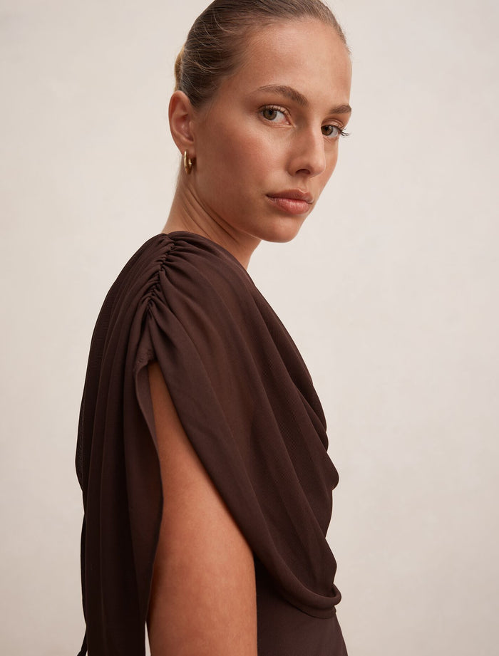 Olivia Draped Mesh Cape Top Forever New