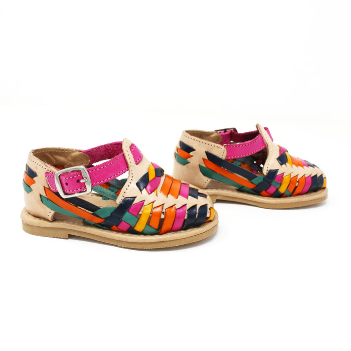 "Olivia" Girl's Colorful Huaraches - Light / Multicolor
