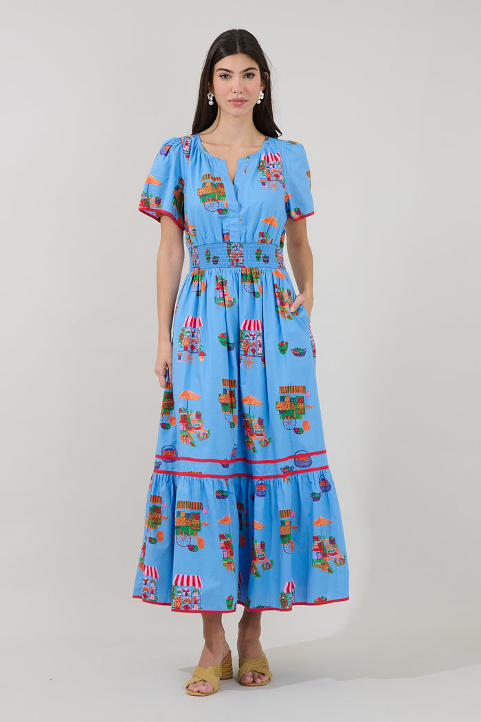 Ordy Smocked Midi Dress Flower Mart