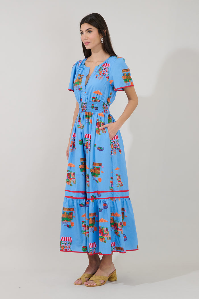 Ordy Smocked Midi Dress Flower Mart