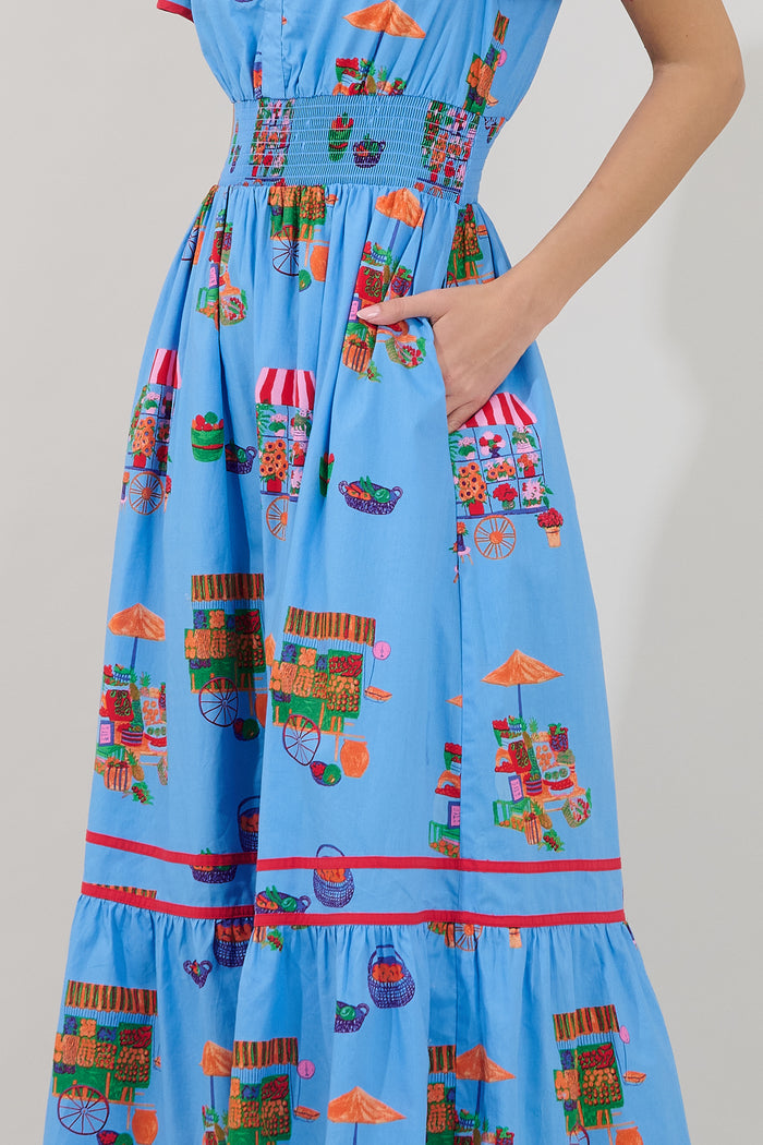 Ordy Smocked Midi Dress Flower Mart