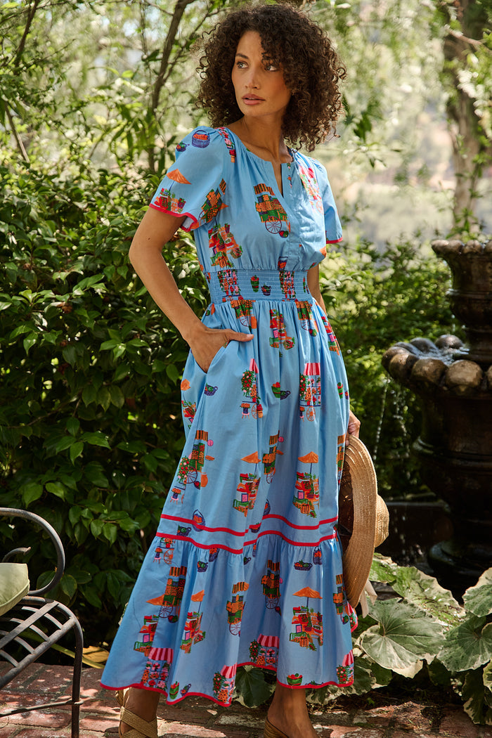 Ordy Smocked Midi Dress Flower Mart