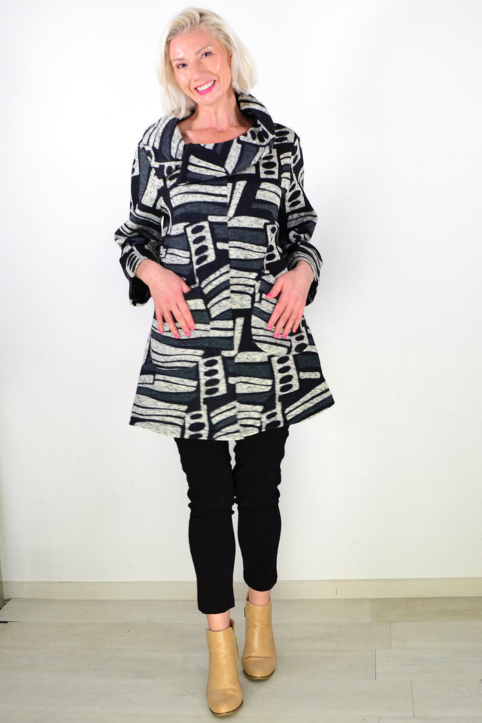 Oversized Collar Winter Fleece Grey Tunic Top