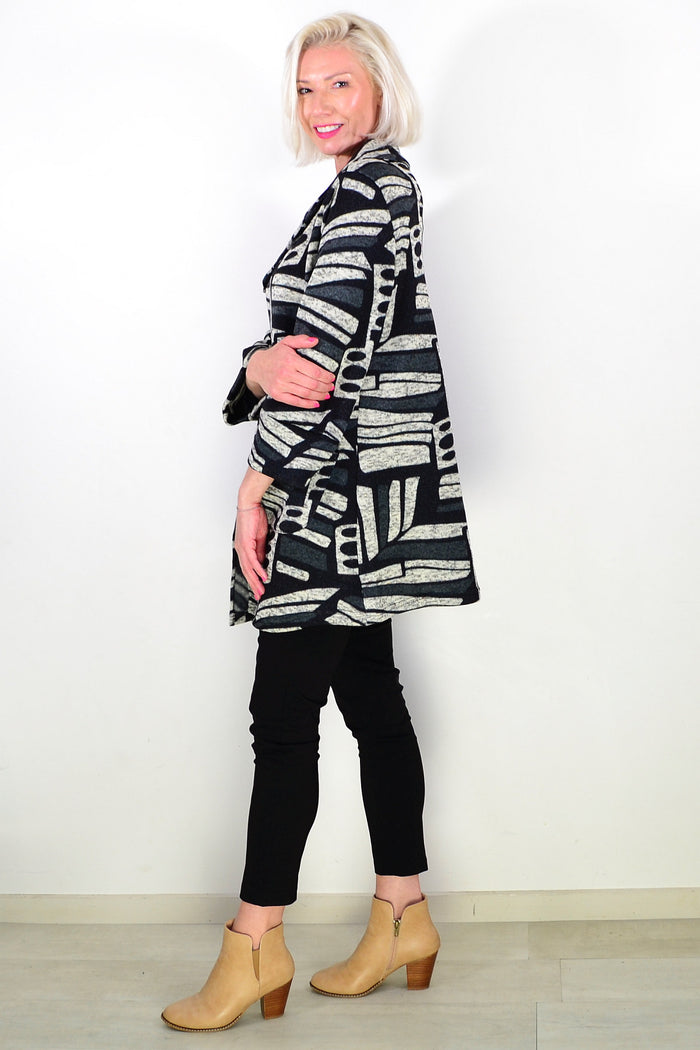 Oversized Collar Winter Fleece Grey Tunic Top