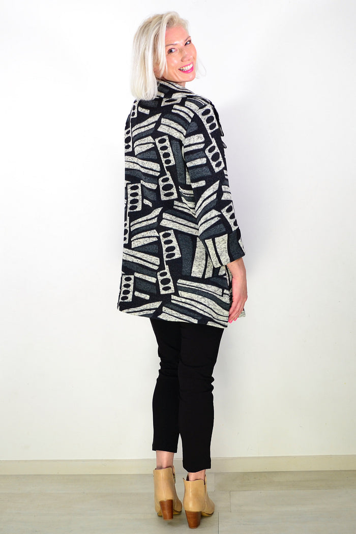 Oversized Collar Winter Fleece Grey Tunic Top
