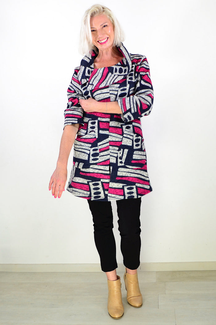 Oversized Collar Winter Fleece Pink Tunic Top