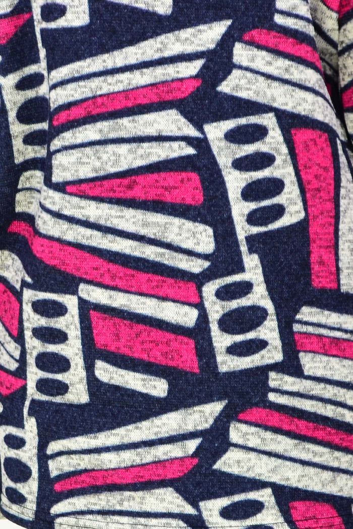 Oversized Collar Winter Fleece Pink Tunic Top