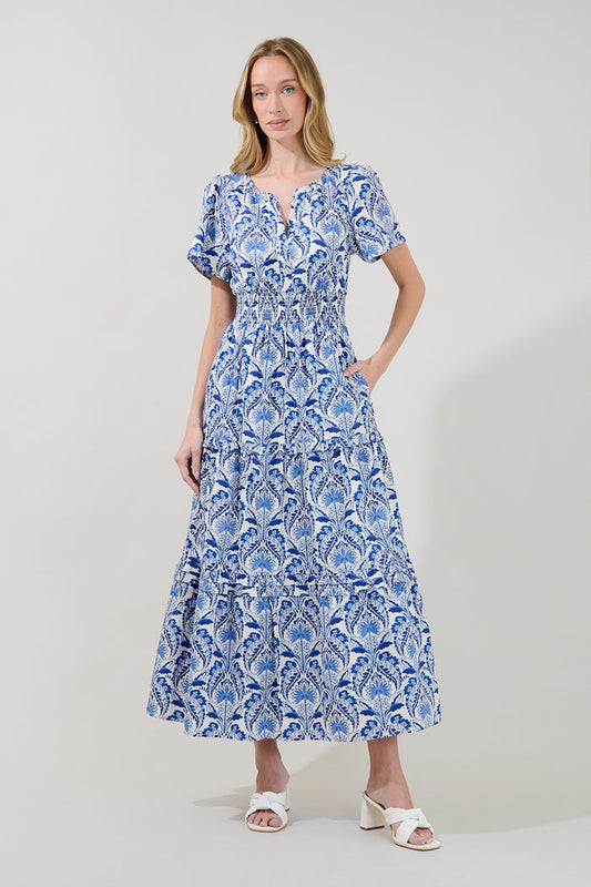 Palmer Poplin Tiered Maxi Dress Renisa Floral