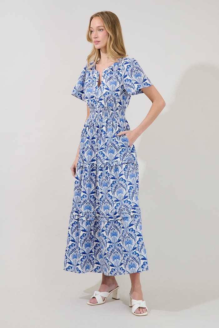 Palmer Poplin Tiered Maxi Dress Renisa Floral