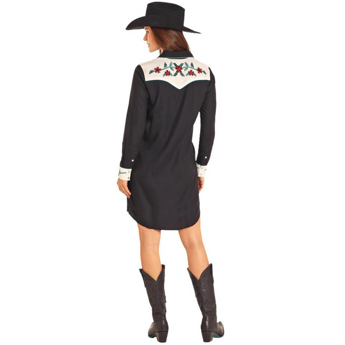 Panhandle Women's Long Sleeve Yoked Dress w/ Western Embroidery