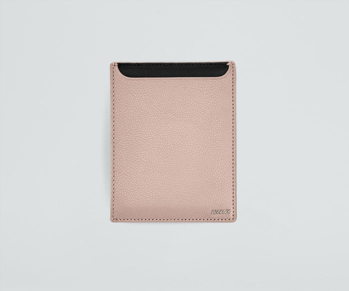 Front view of the passport wallet with a contrasting interior color