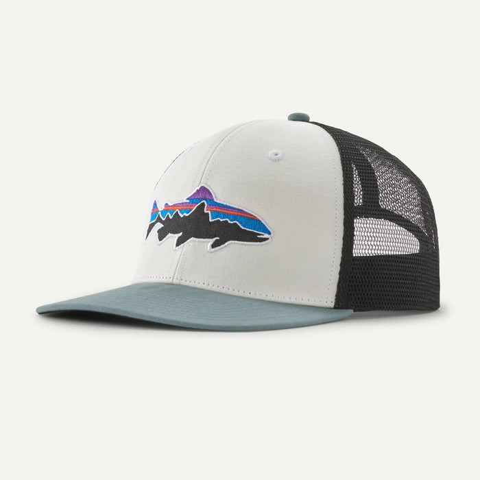 PATAGONIA FITZ ROY TROUT WHITE WITH BLUE SAGE TRUCKER HAT