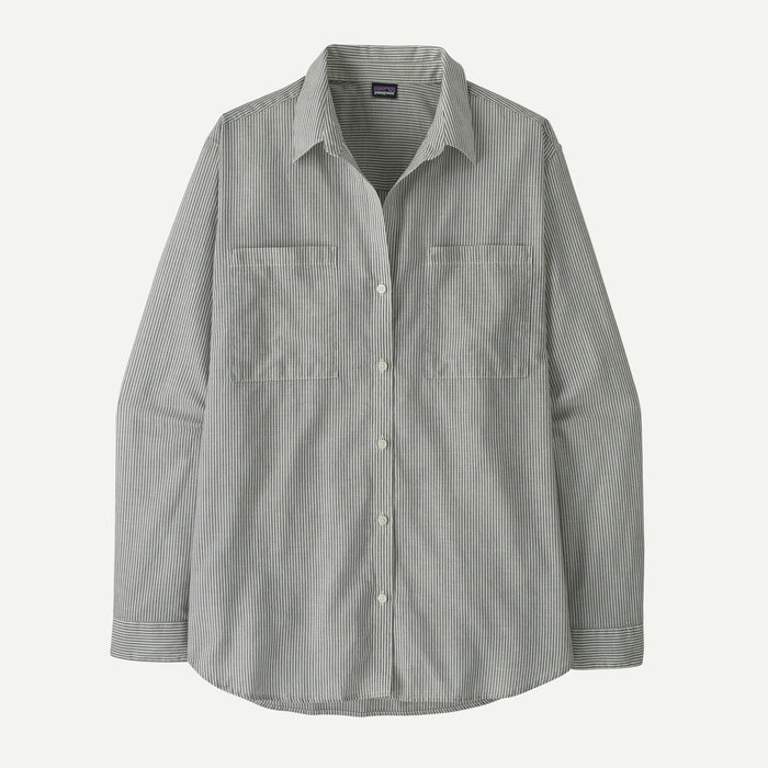 PATAGONIA LIGHTWEIGHT A/C SOLSTICE STRIPE: SMOLDER BLUE WOMENS LONG SLEEVE BUTTON DOWN SHIRT