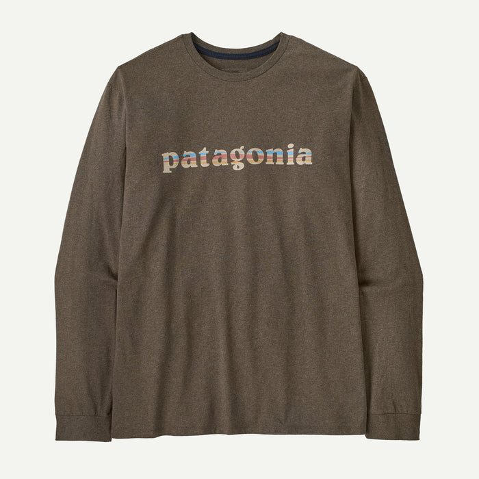 PATAGONIA LONG-SLEEVED '73 TEXT LOGO RESPONSIBILLI-TEE MARLOW BROWN MENS SHIRT