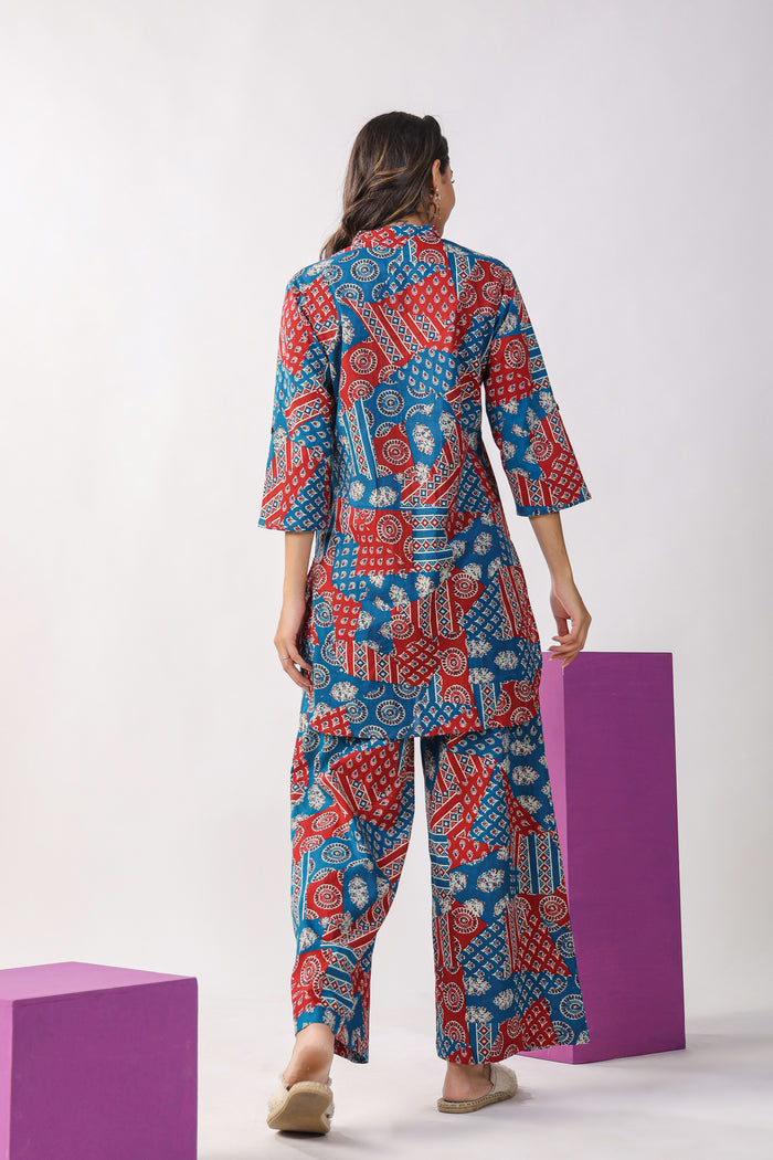 Patch Print on Lounge Cotton Co-ord Set